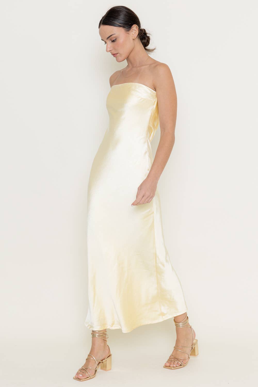 Lemon Strapless Maxi Dress