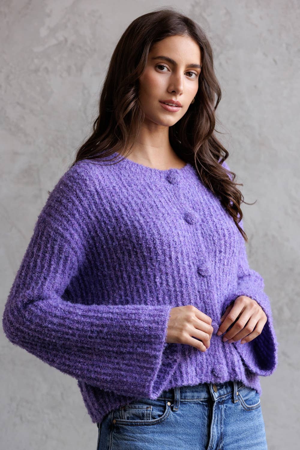 Purple Knit Cardigan