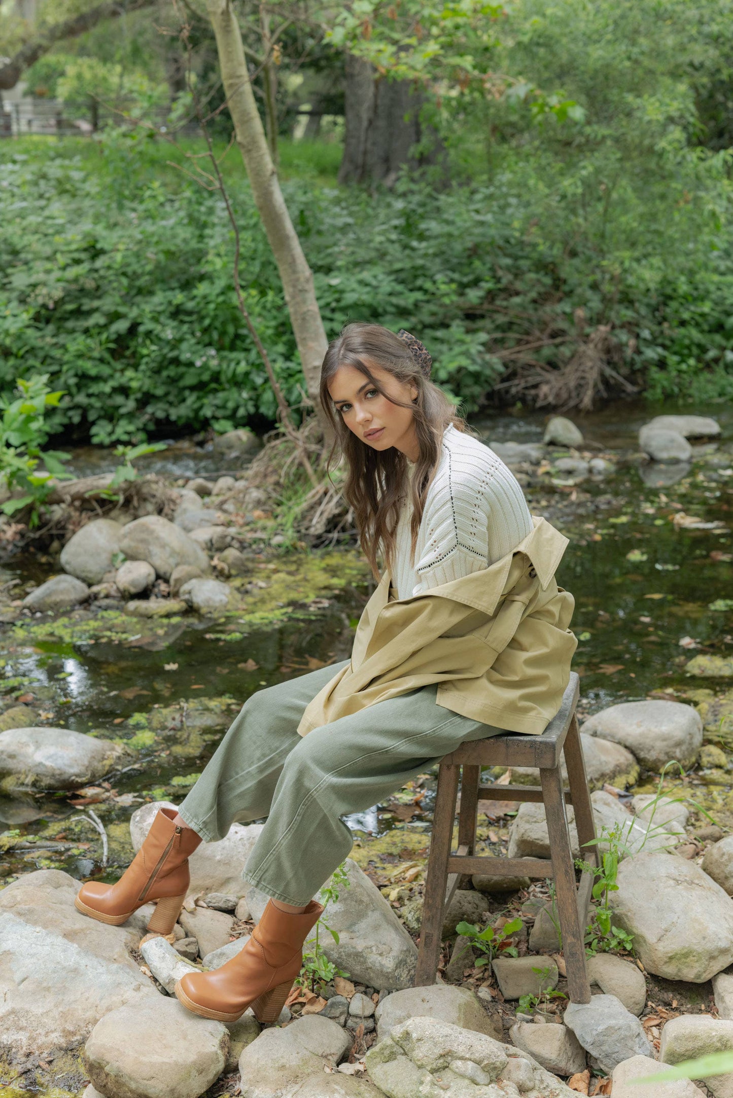 Olive Washed Barrel Pants
