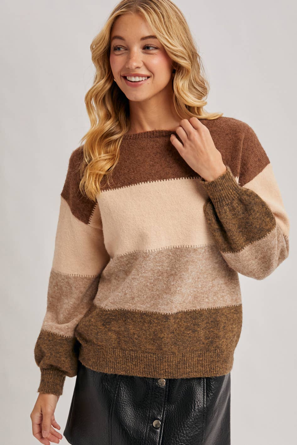 Color Block Pullover - Mocha