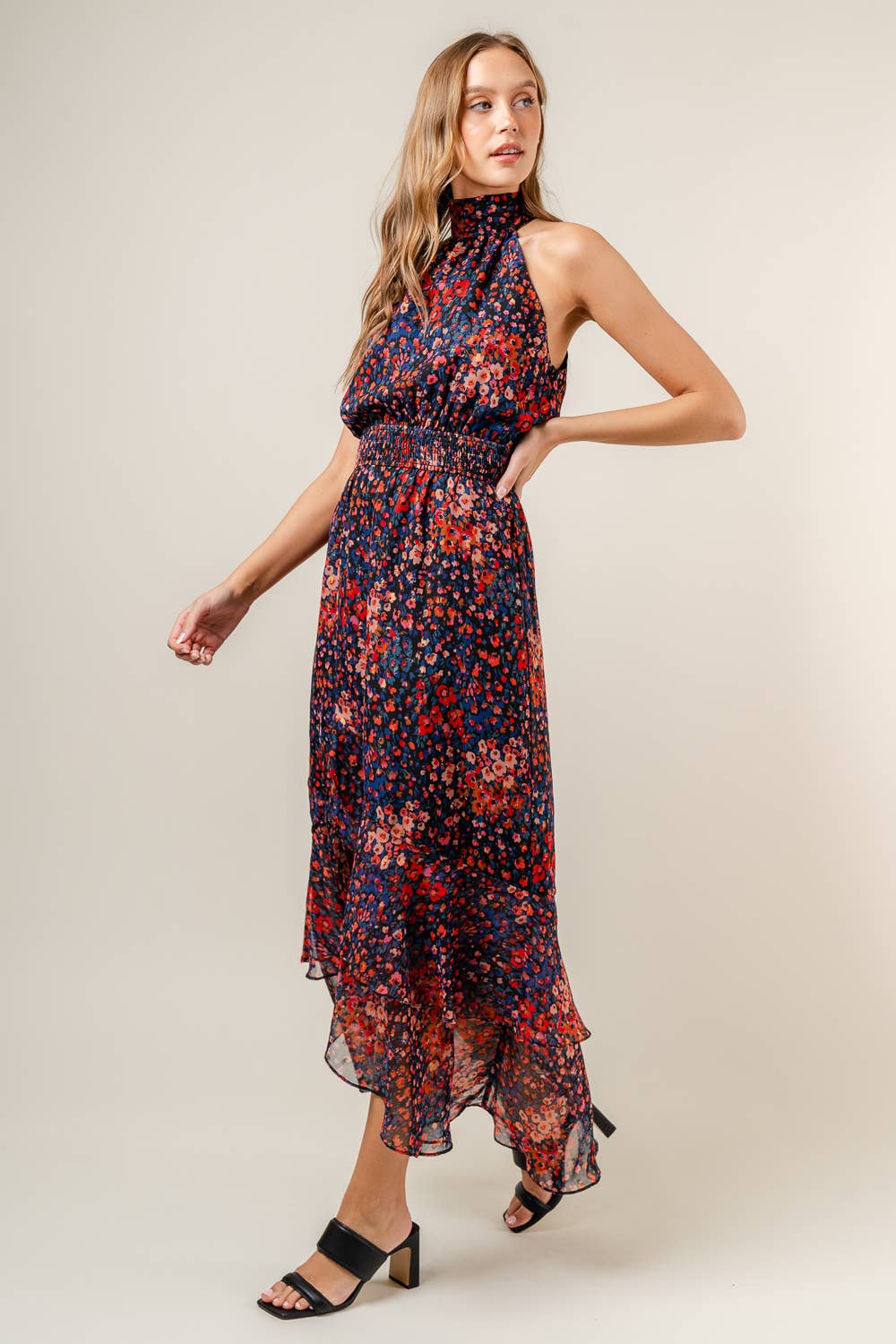 Floral Halter Neck Dress