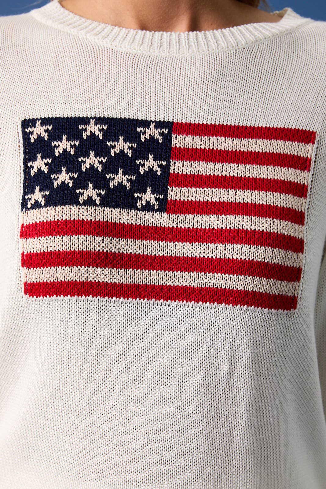 US Flag Round Neck Sweater