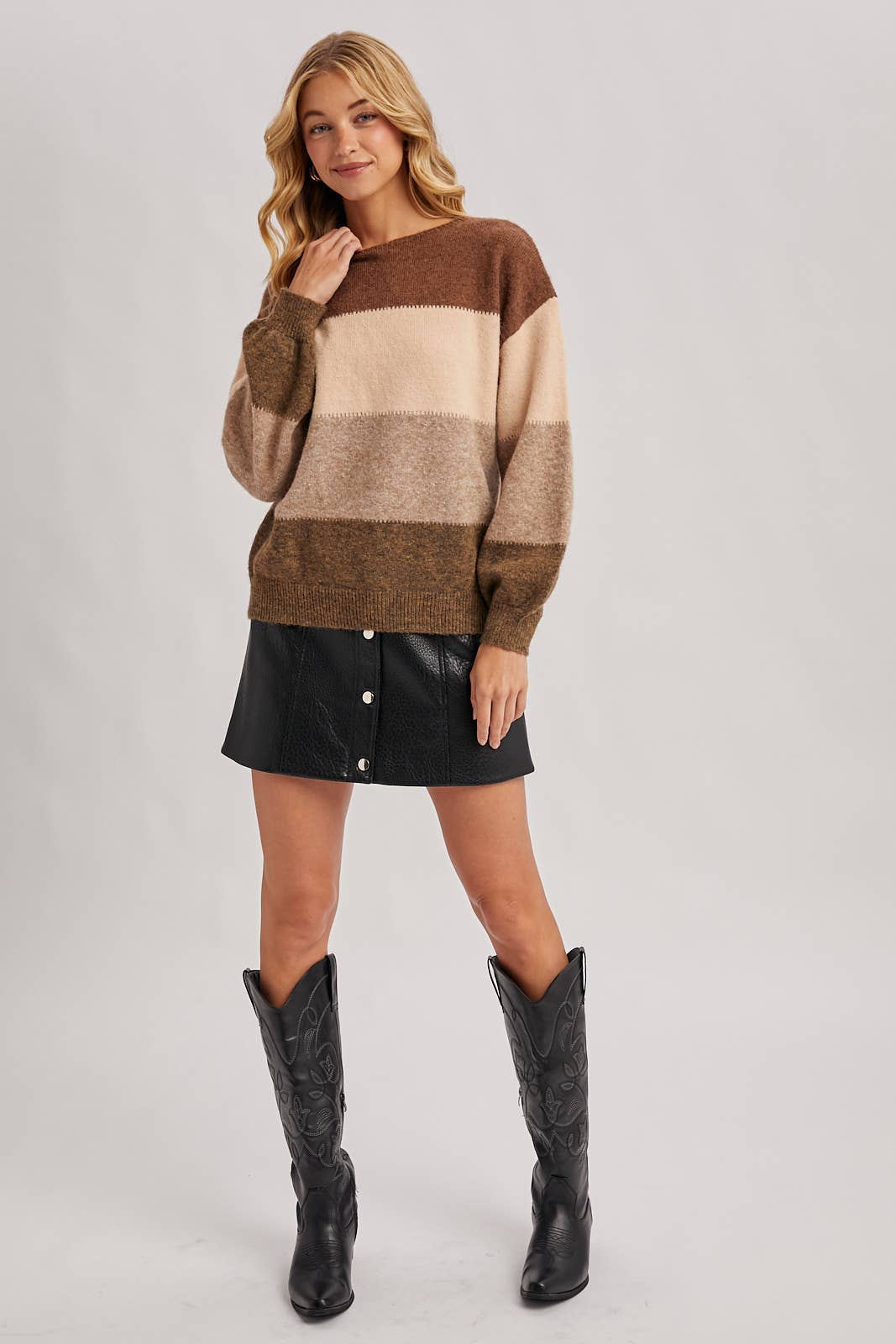 Color Block Pullover - Mocha