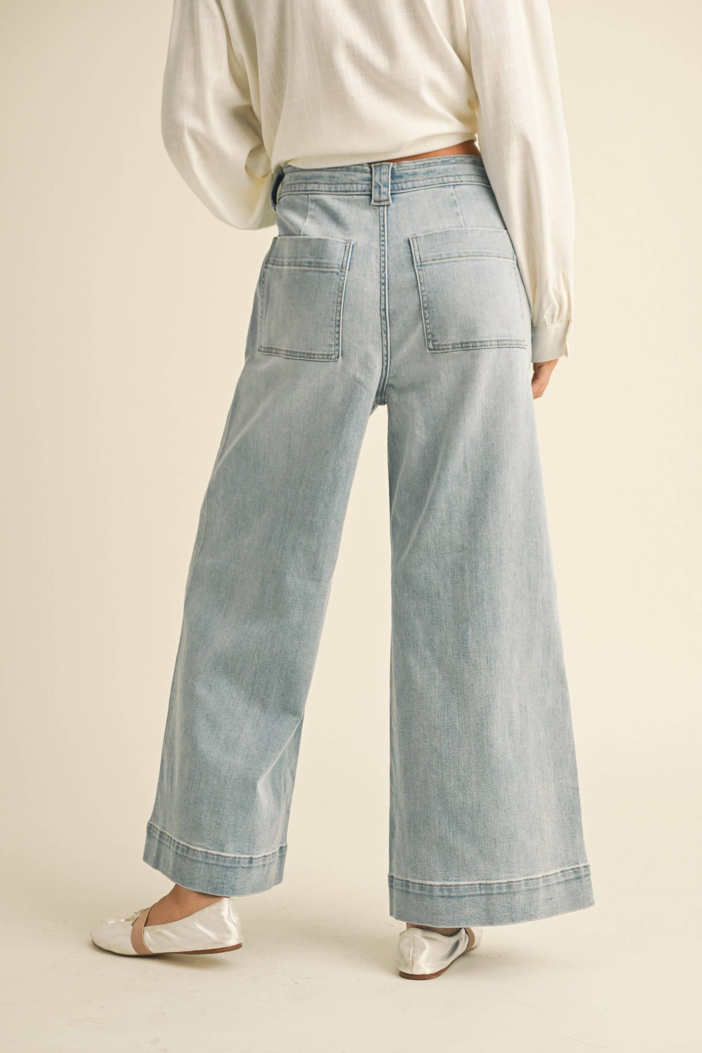 Washed Denim Tie Pants