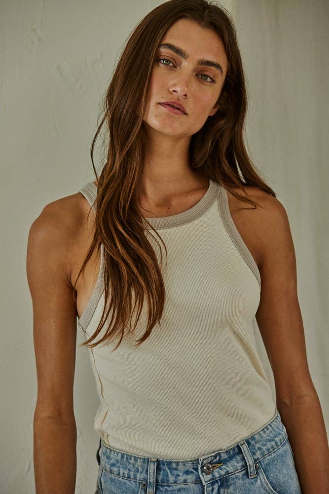Cream/Mocha Tank Top