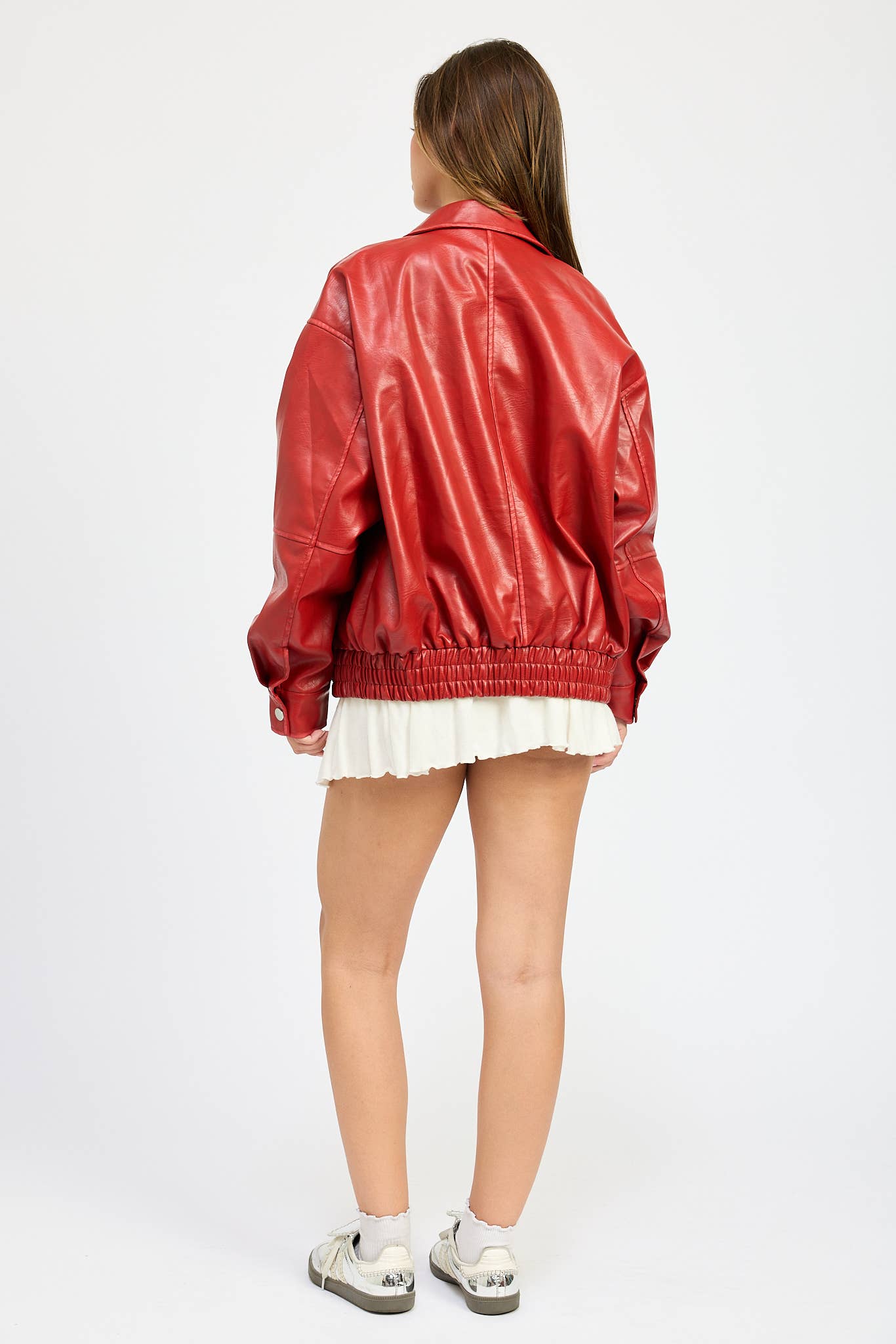 Red Pu Bomber Jacket