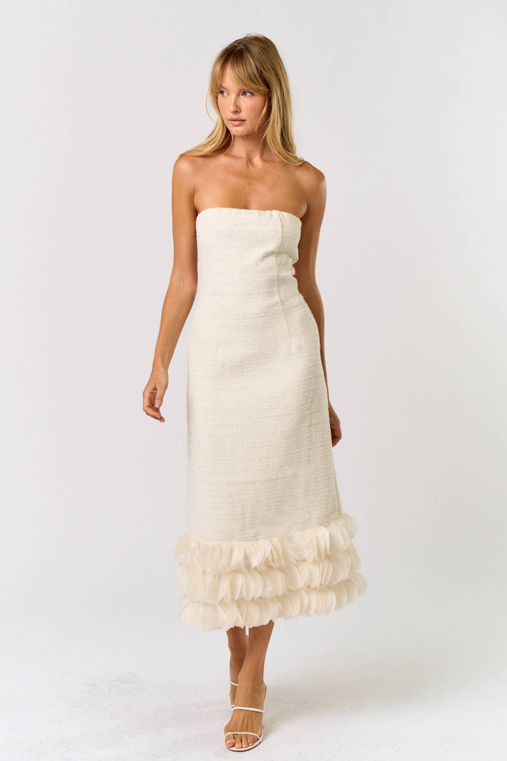 Tweed Strapless Maxi Dress