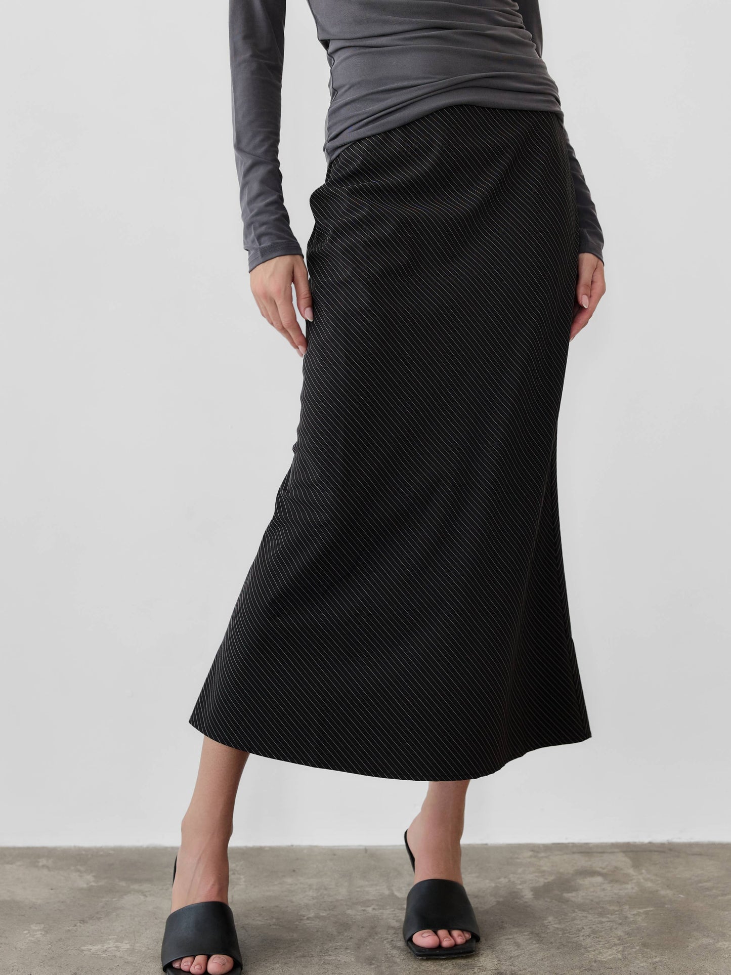 Ginny Black Pinstripe Skirt