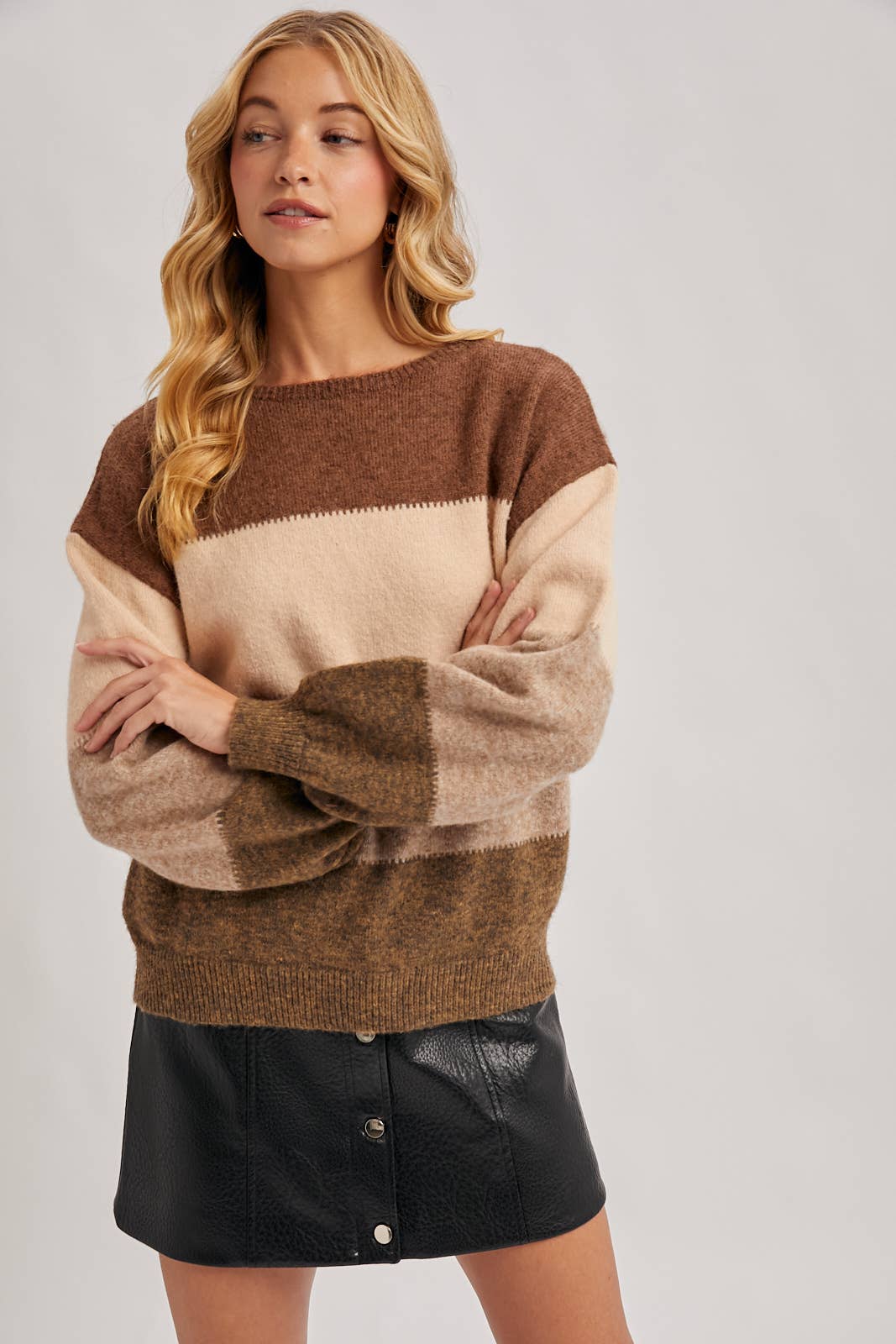 Color Block Pullover - Mocha