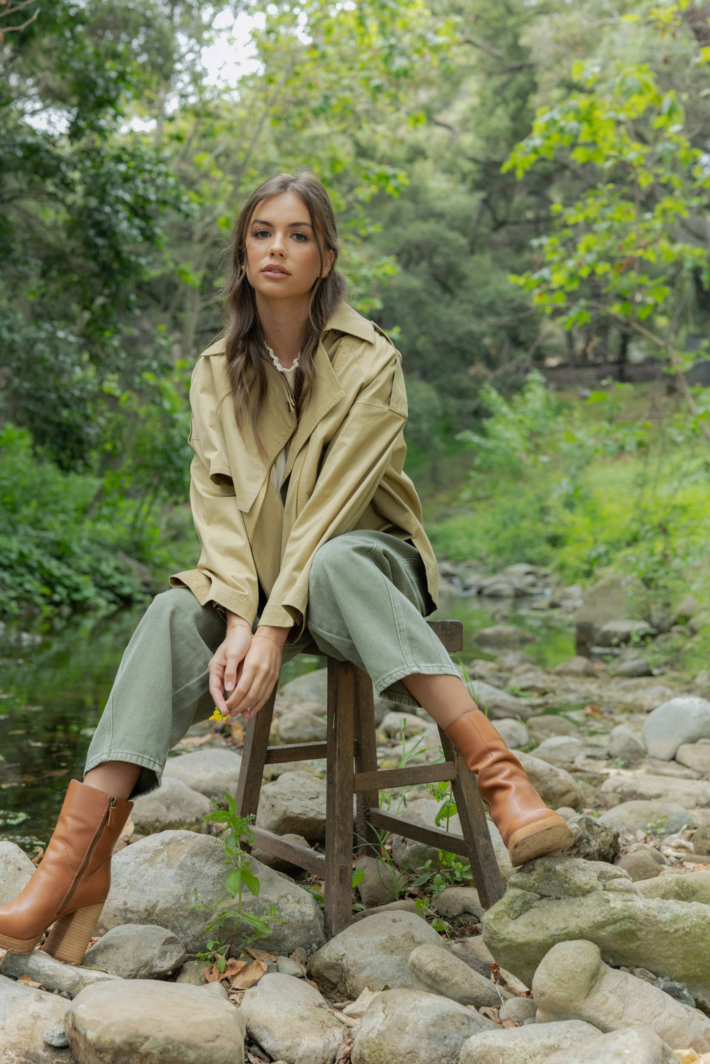Olive Washed Barrel Pants