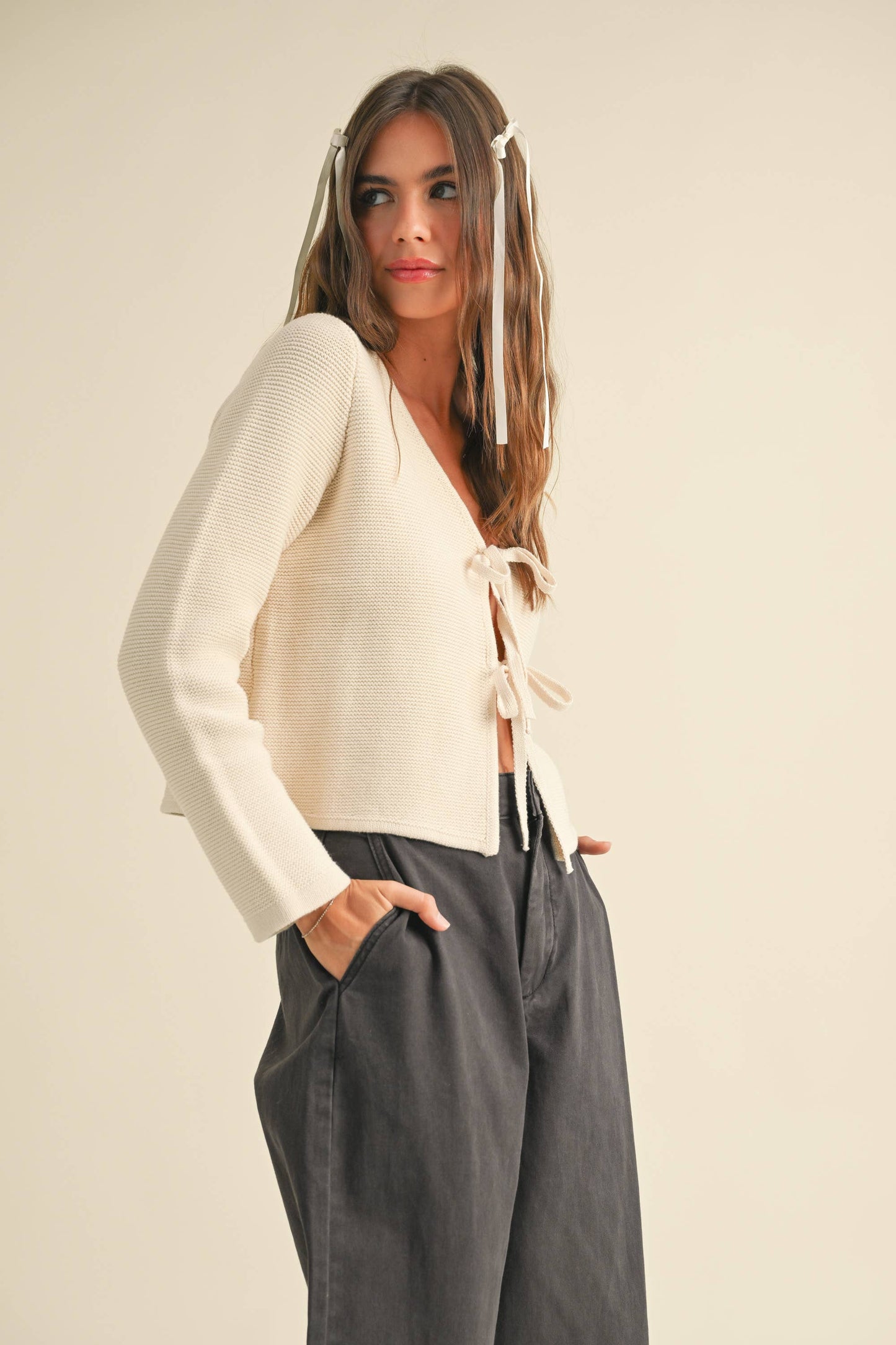 Long Sleeve Tie Cardigan