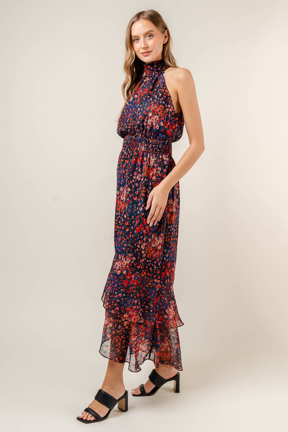 Floral Halter Neck Dress