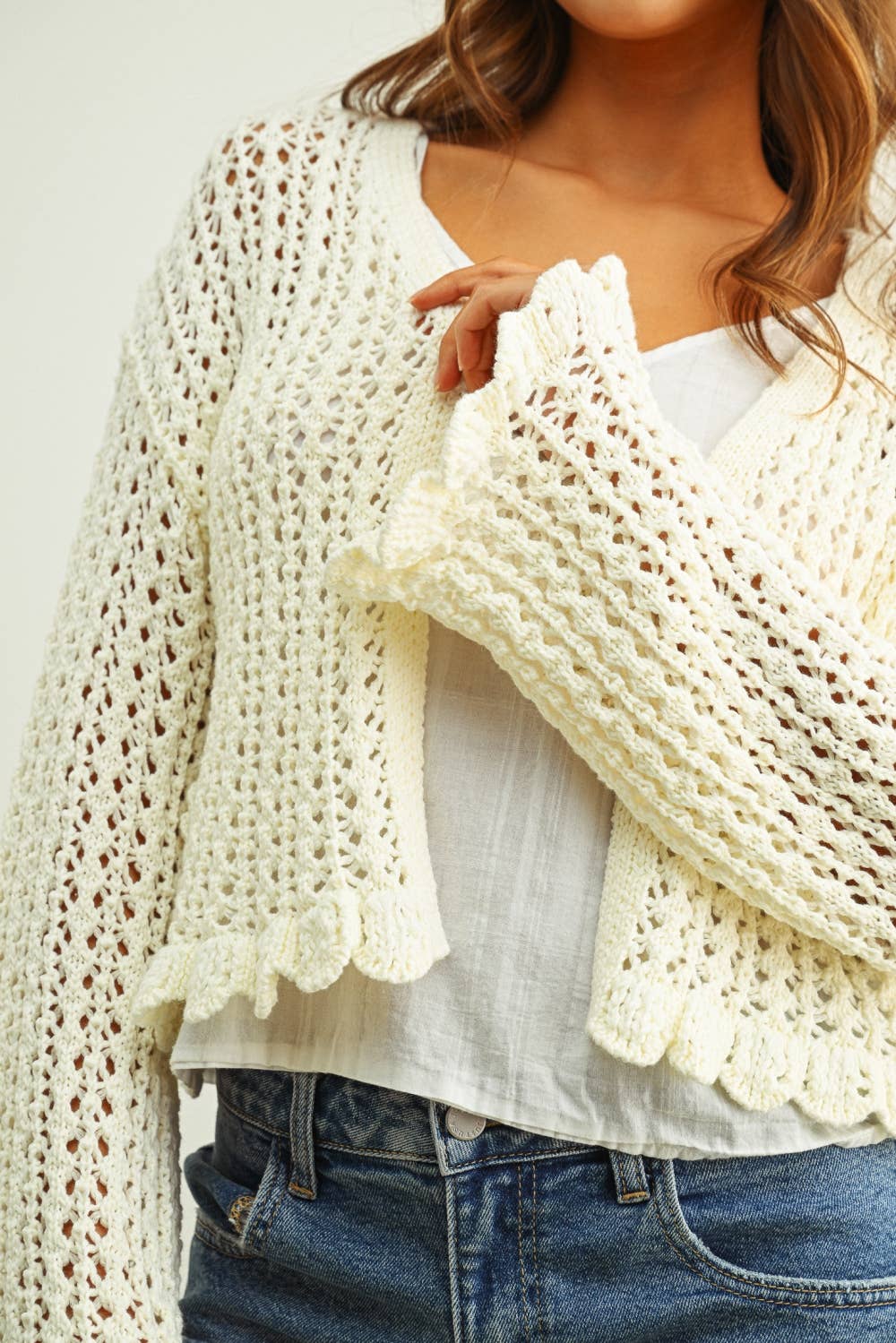 Ruffle Crochet Cardigan