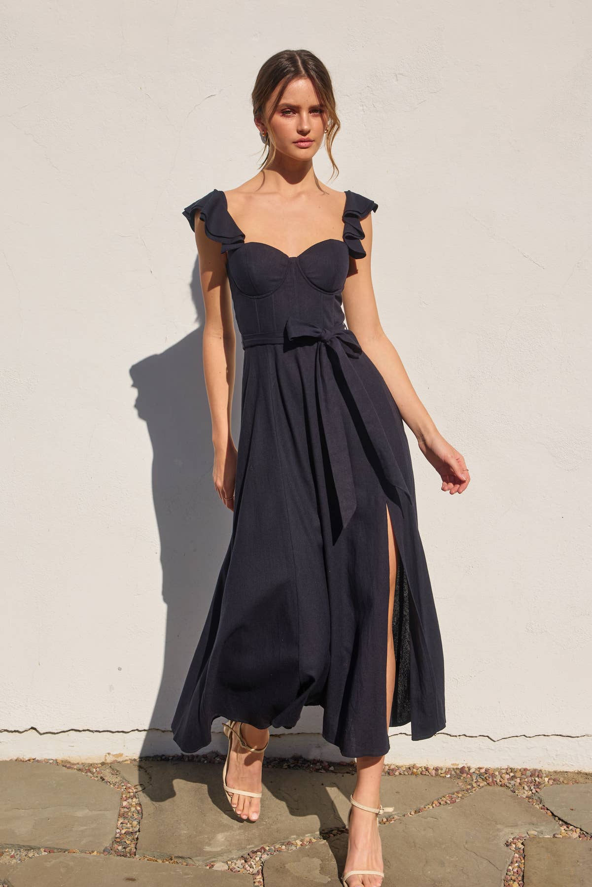 Heaven Sent Flutter Dress - Navy