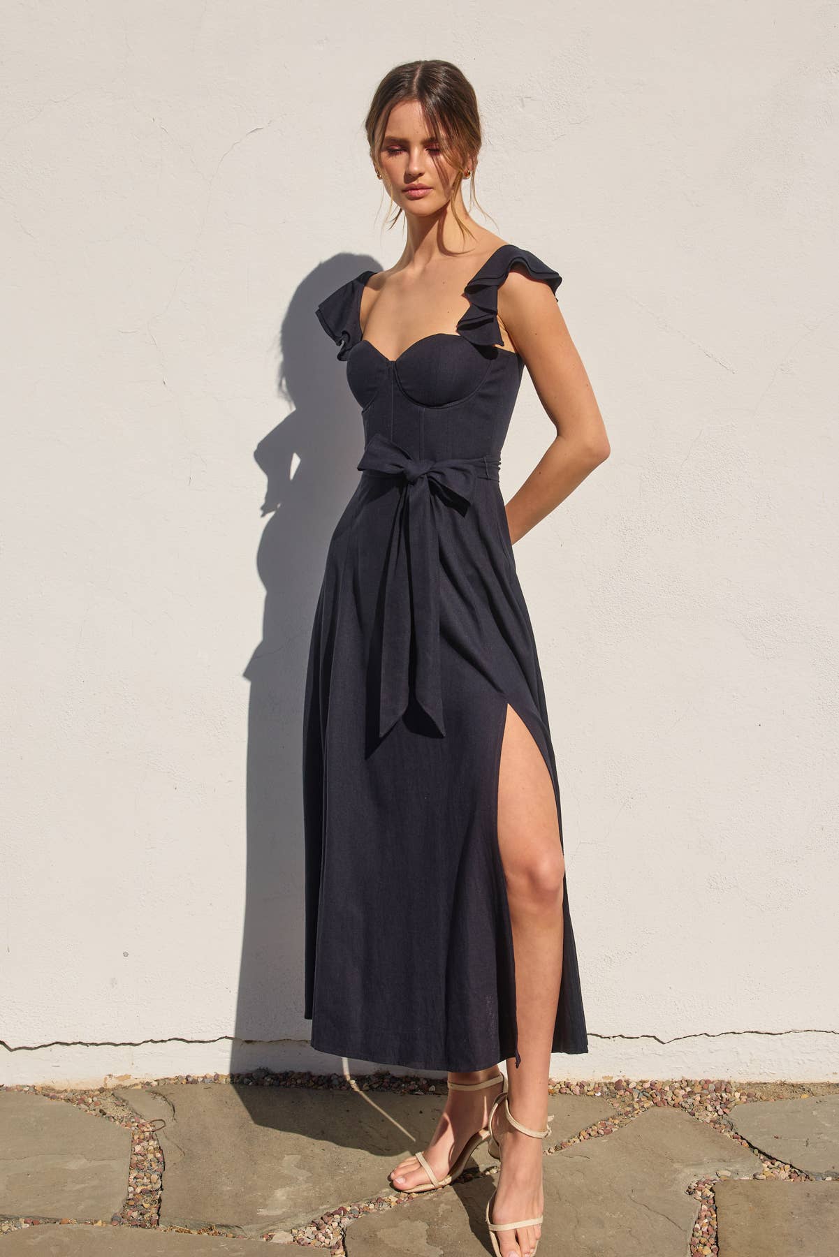 Heaven Sent Flutter Dress - Navy