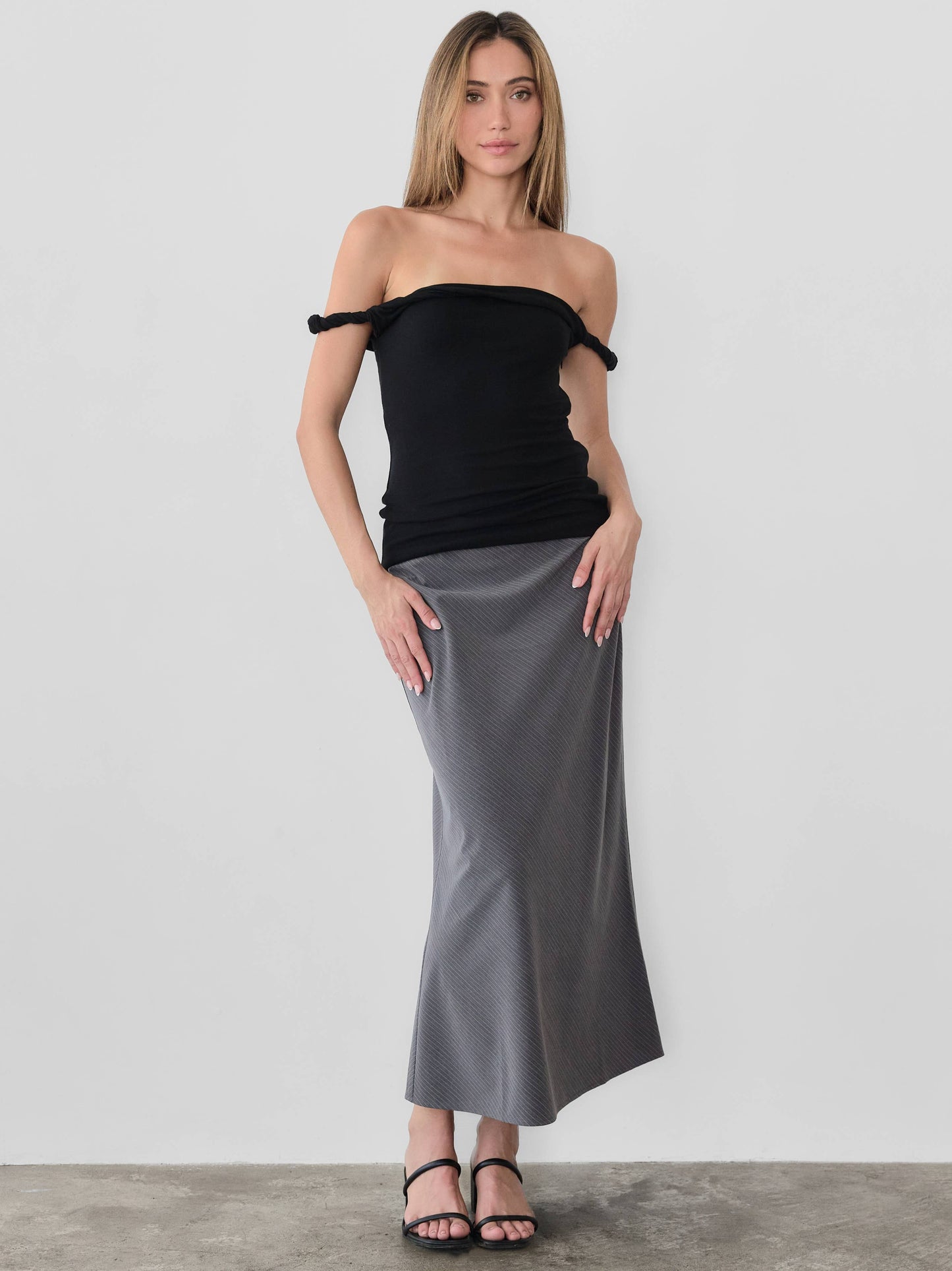 Ginny Black Pinstripe Skirt