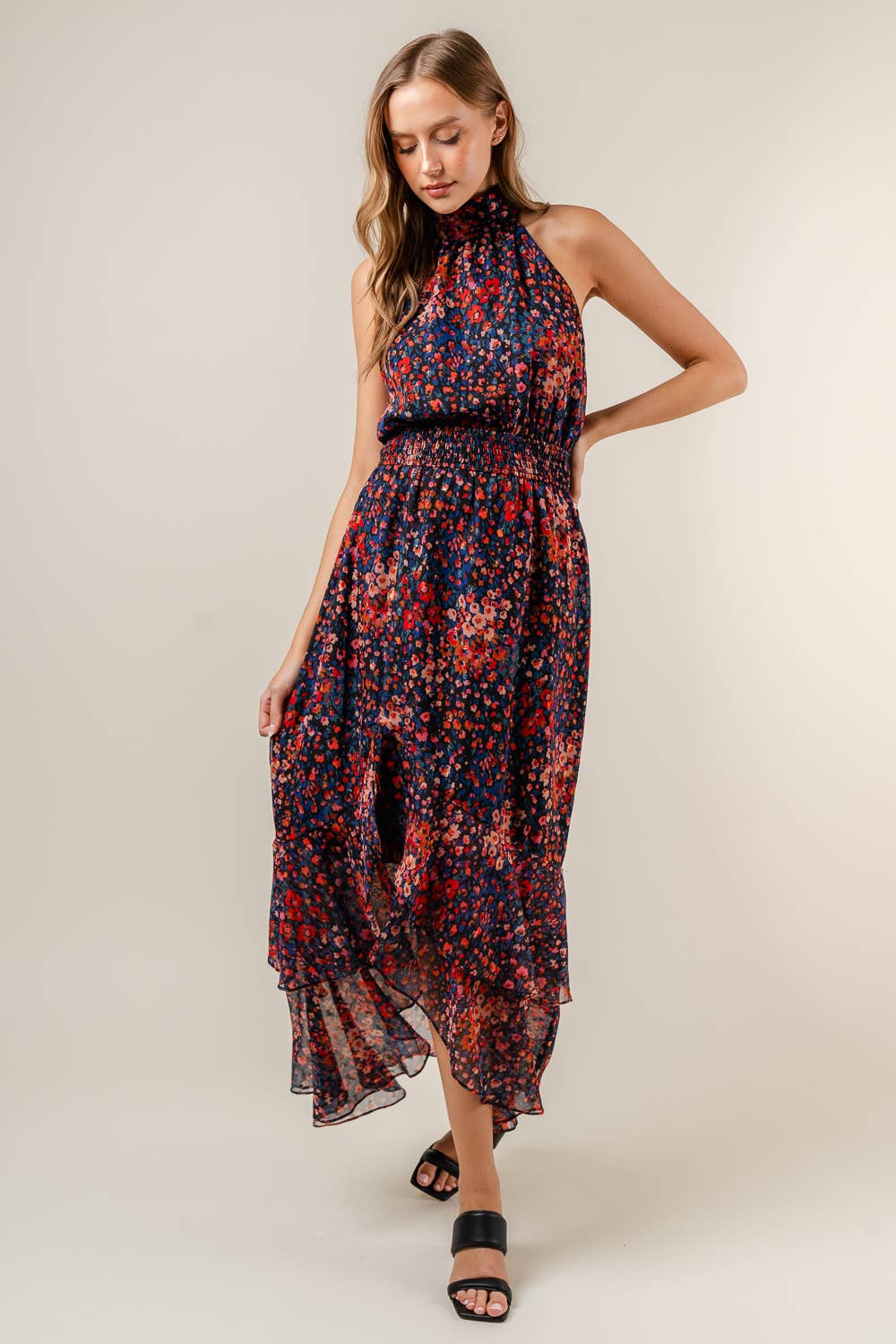 Floral Halter Neck Dress