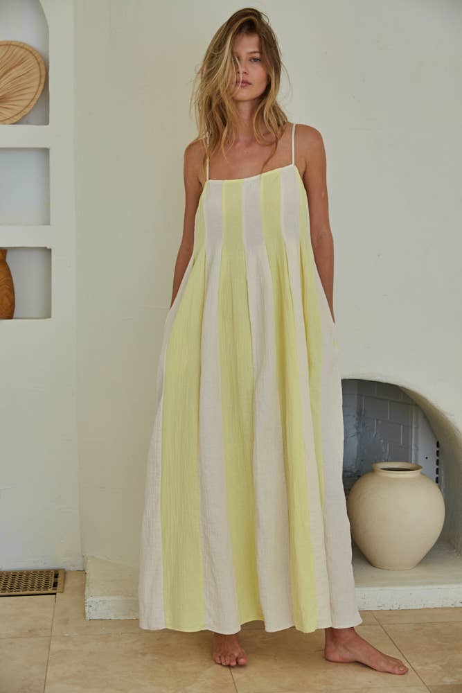 Gauze Pintuck Midi Dress