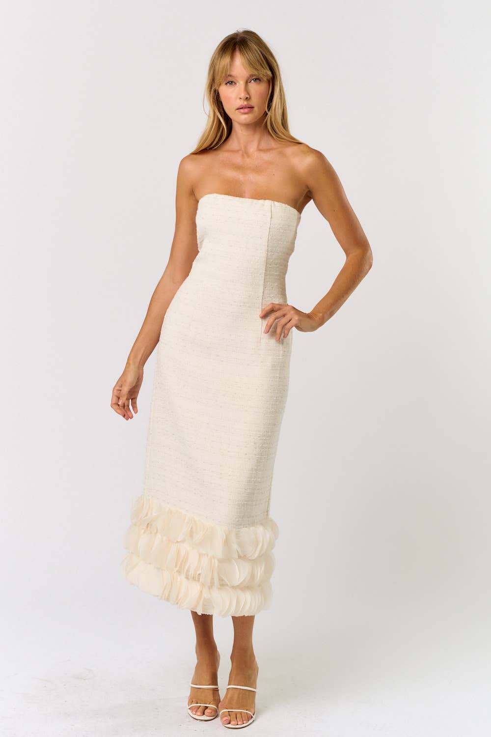 Tweed Strapless Maxi Dress