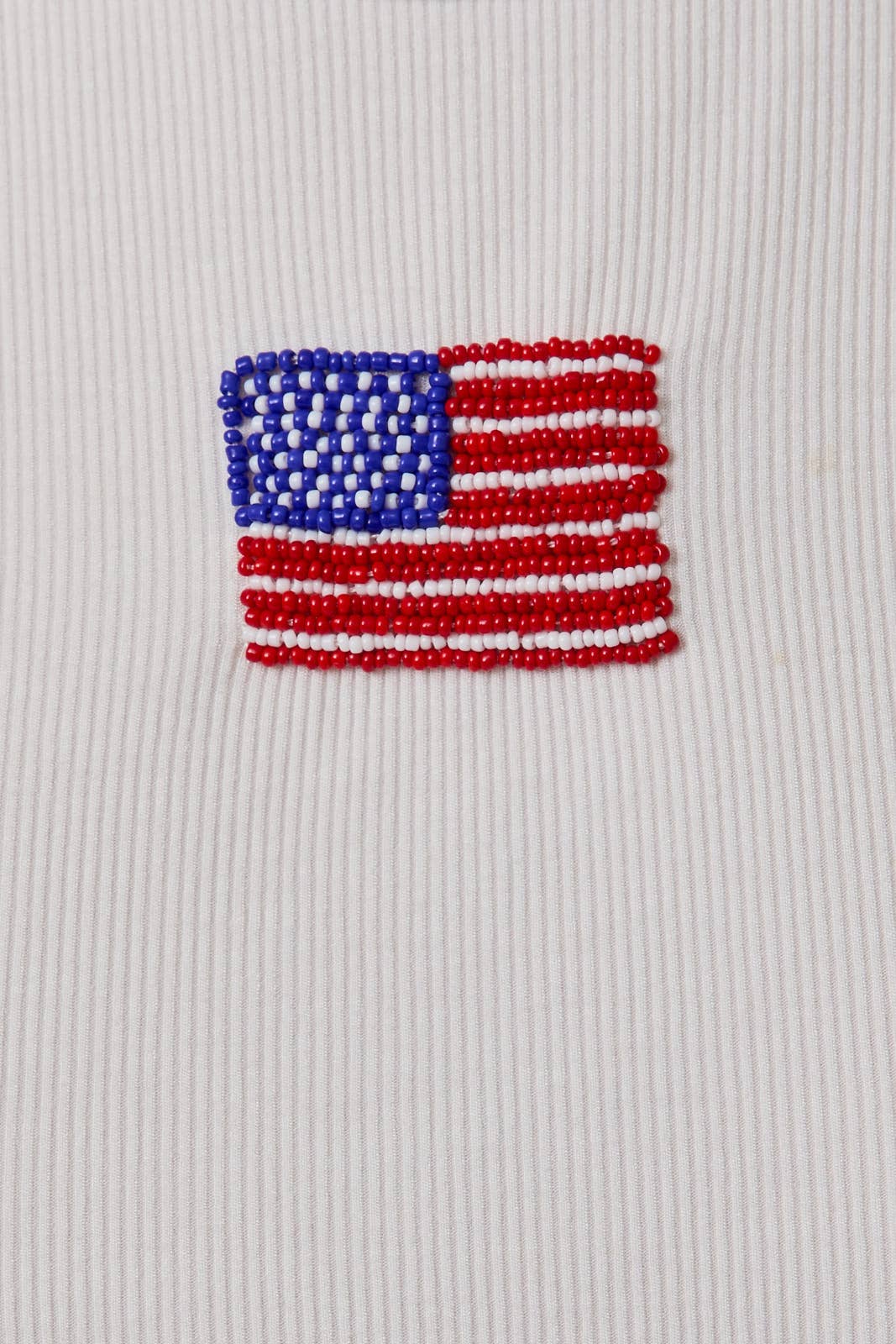 USA Beaded Ribbed Tank- White
