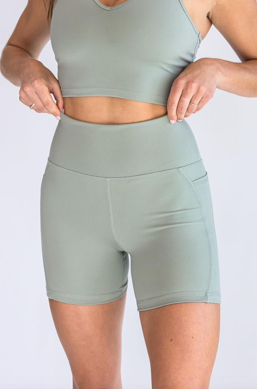 5" Biker Shorts - Dusty Sage