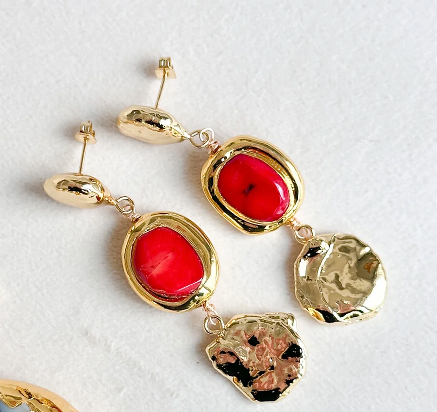 Red Coral Earrings