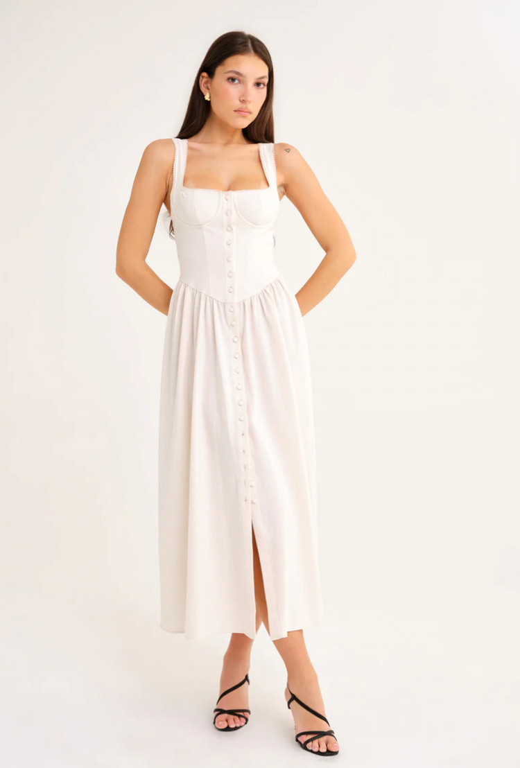 Antoinette Midi Dress - Cream Allie May Boutique Antoinette Midi Dress - Cream Allie May Boutique