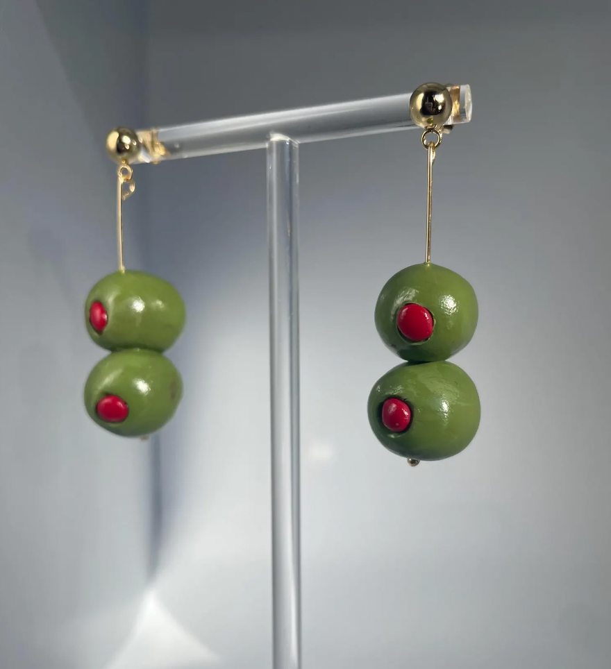 Double Olive Drop Earrings