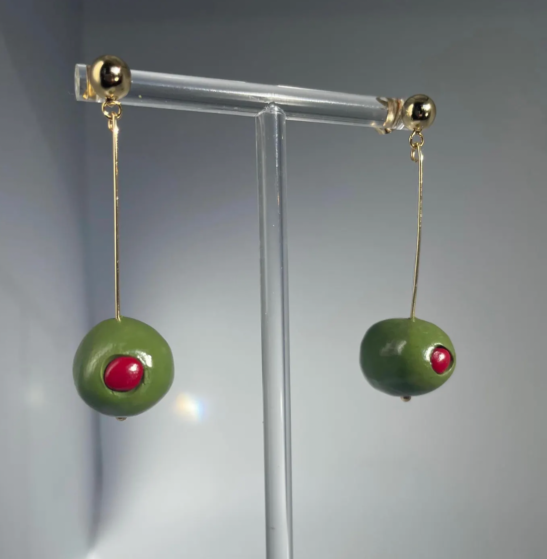 Single Olive Drop Earrings