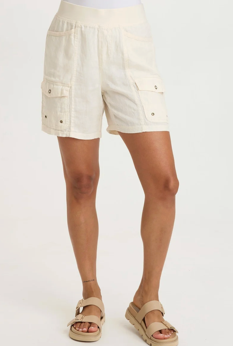 Jayci Linen Cargo Short - Cream