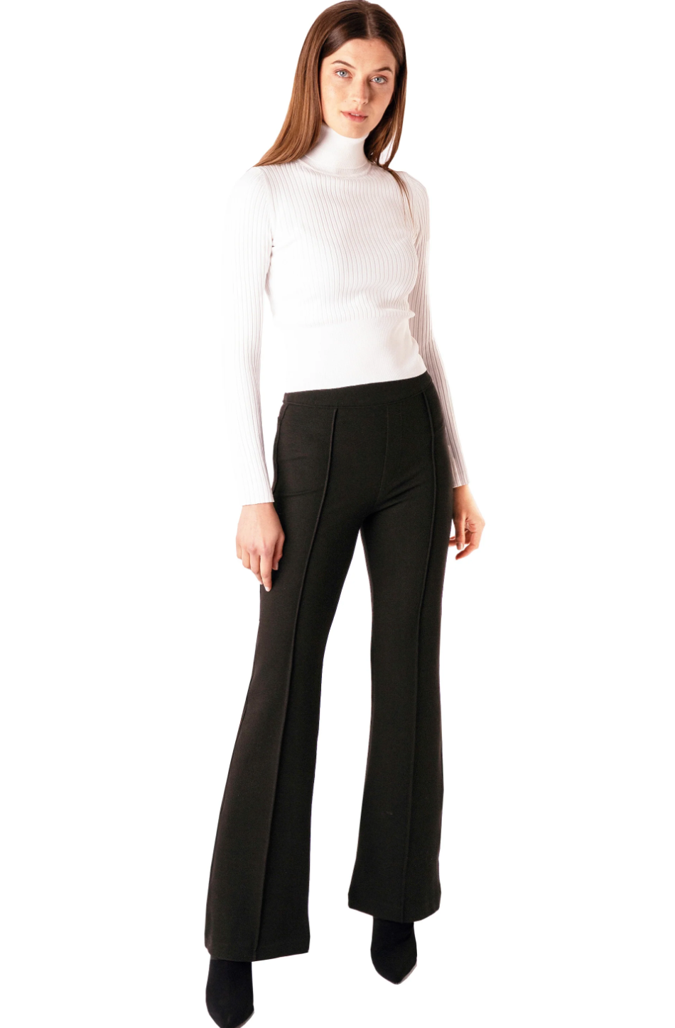 High Rise Pull on Pant Black