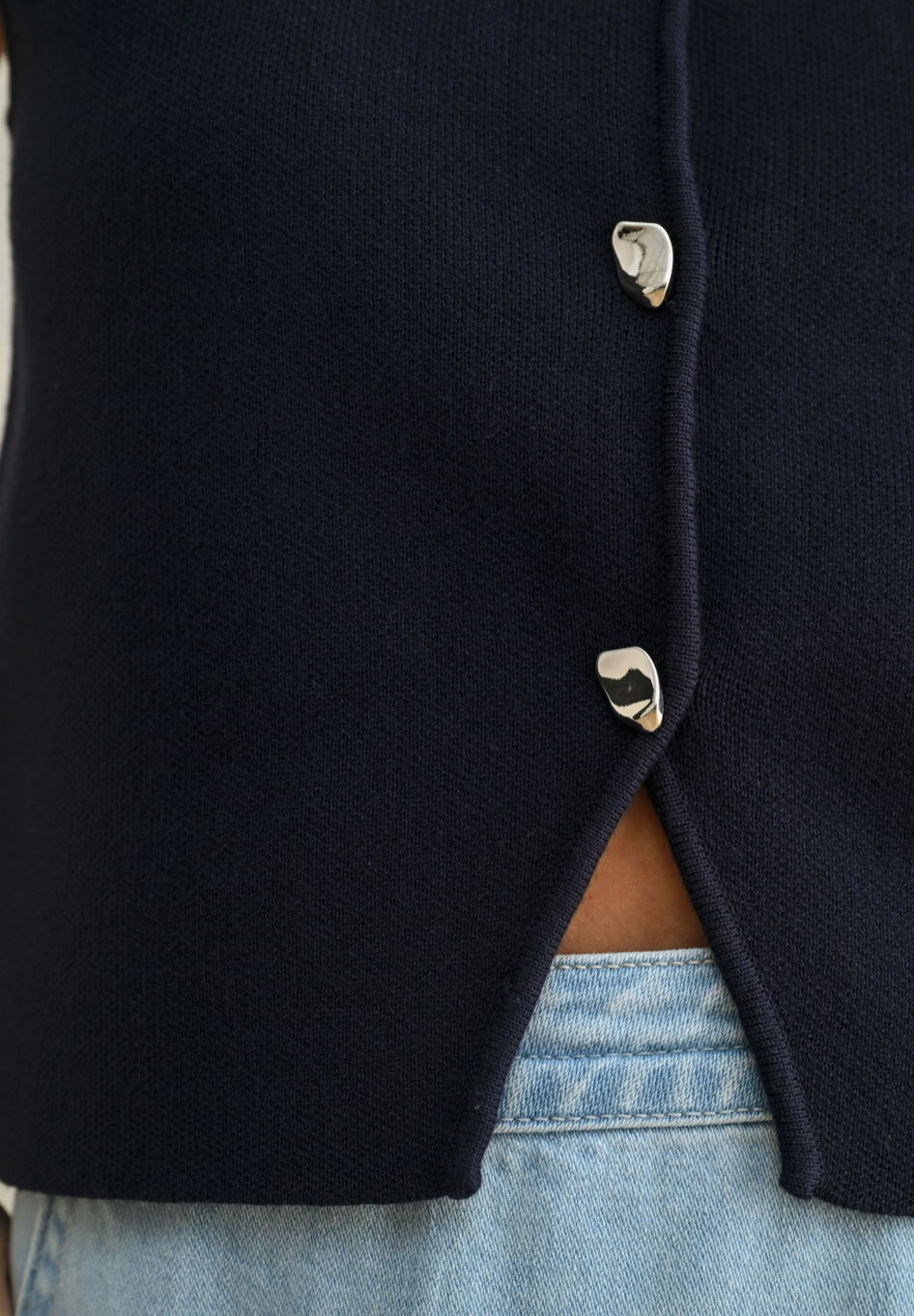 Silver Metal Button Vest