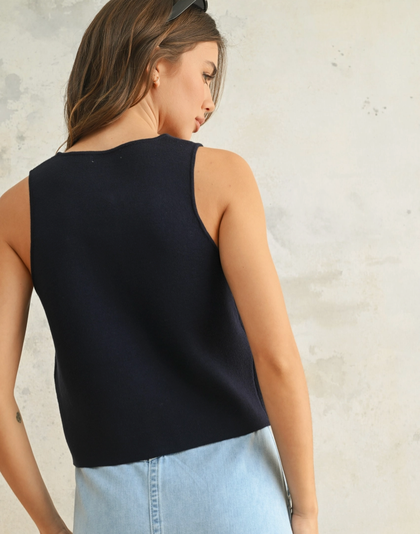 Silver Metal Button Vest
