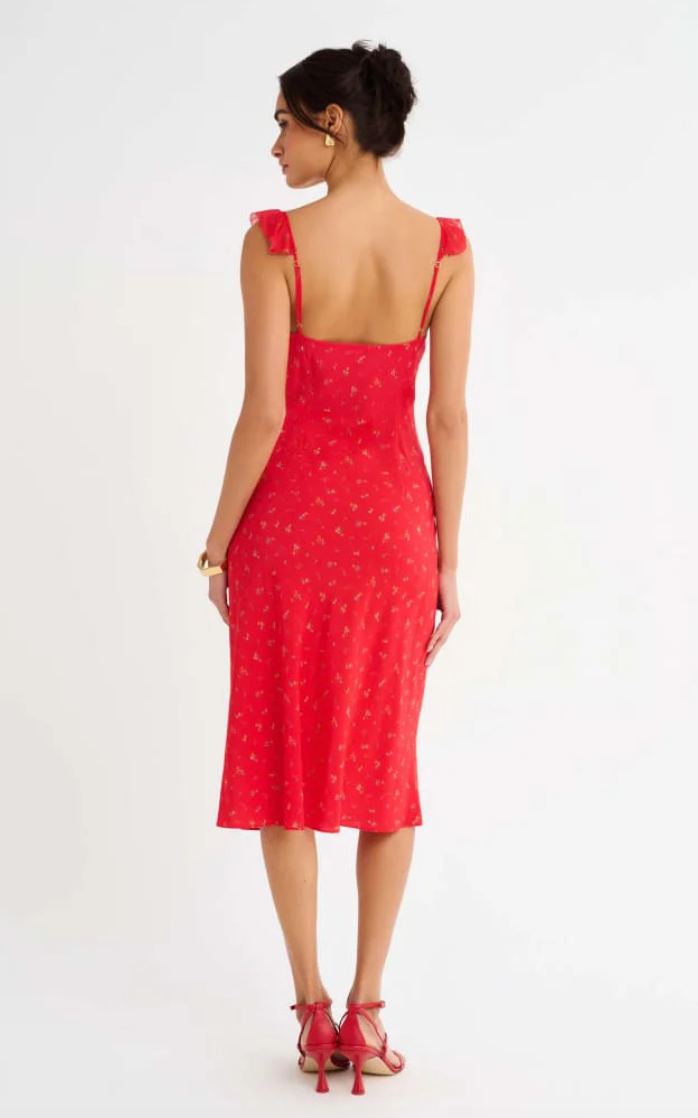 Butterfly Midi Dress - Coral