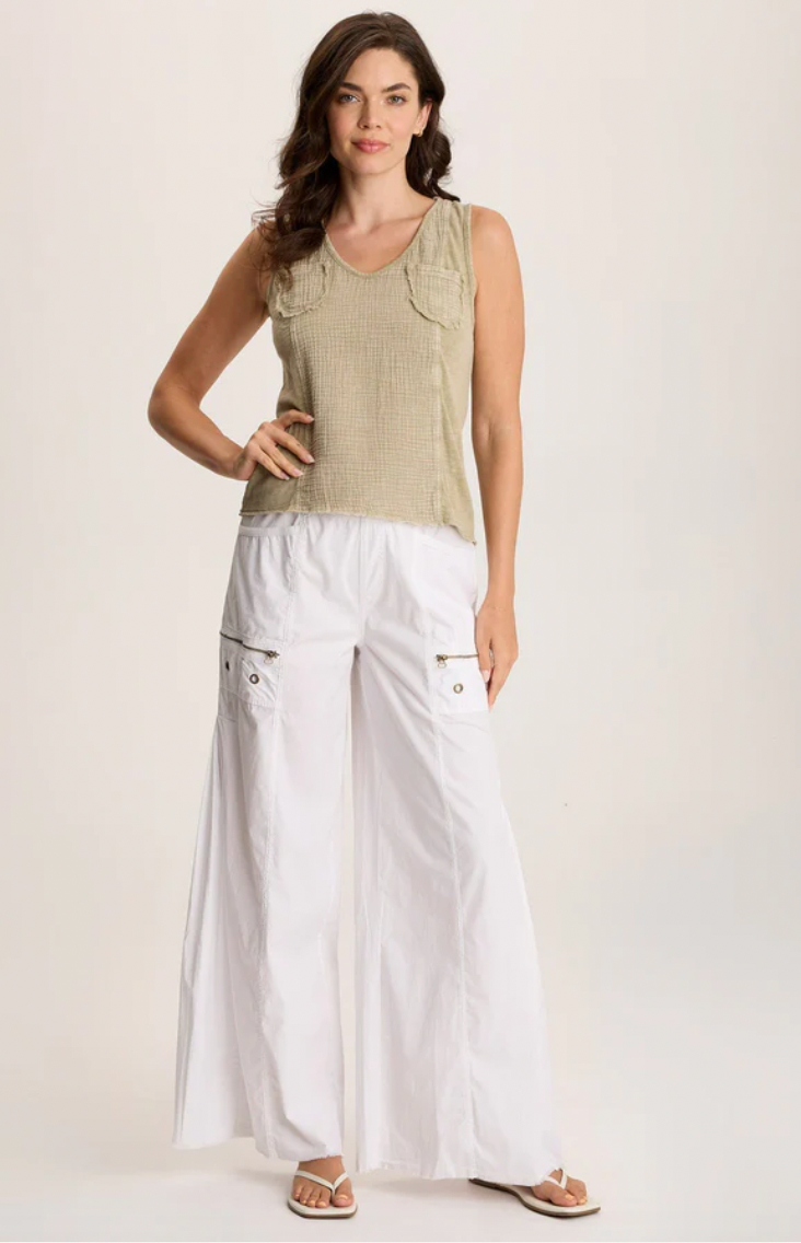 Coline Wide Leg Pant - White