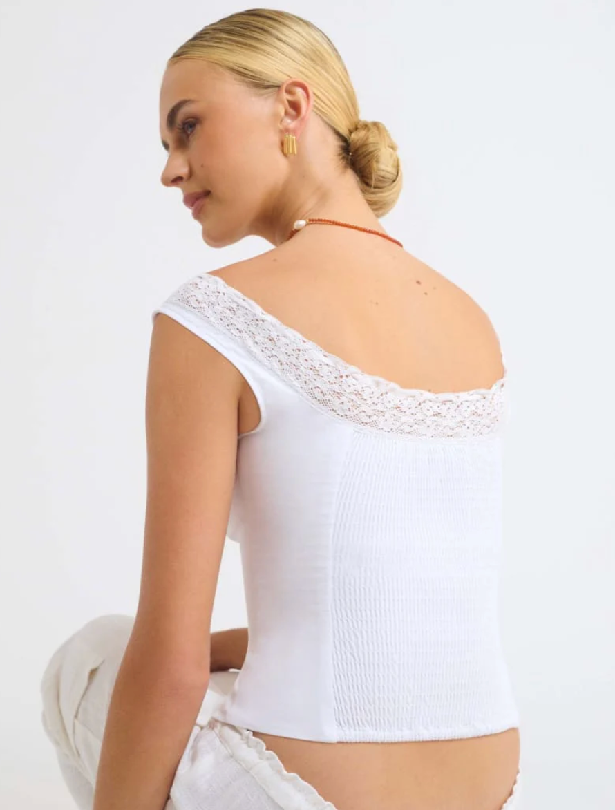 Decolletage Top - White