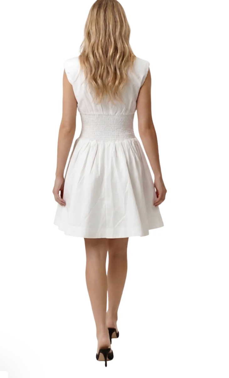 Smocked Waist White Dress