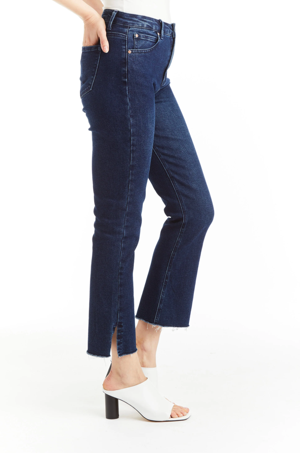 High Rise Crop Dark Blue Jeans
