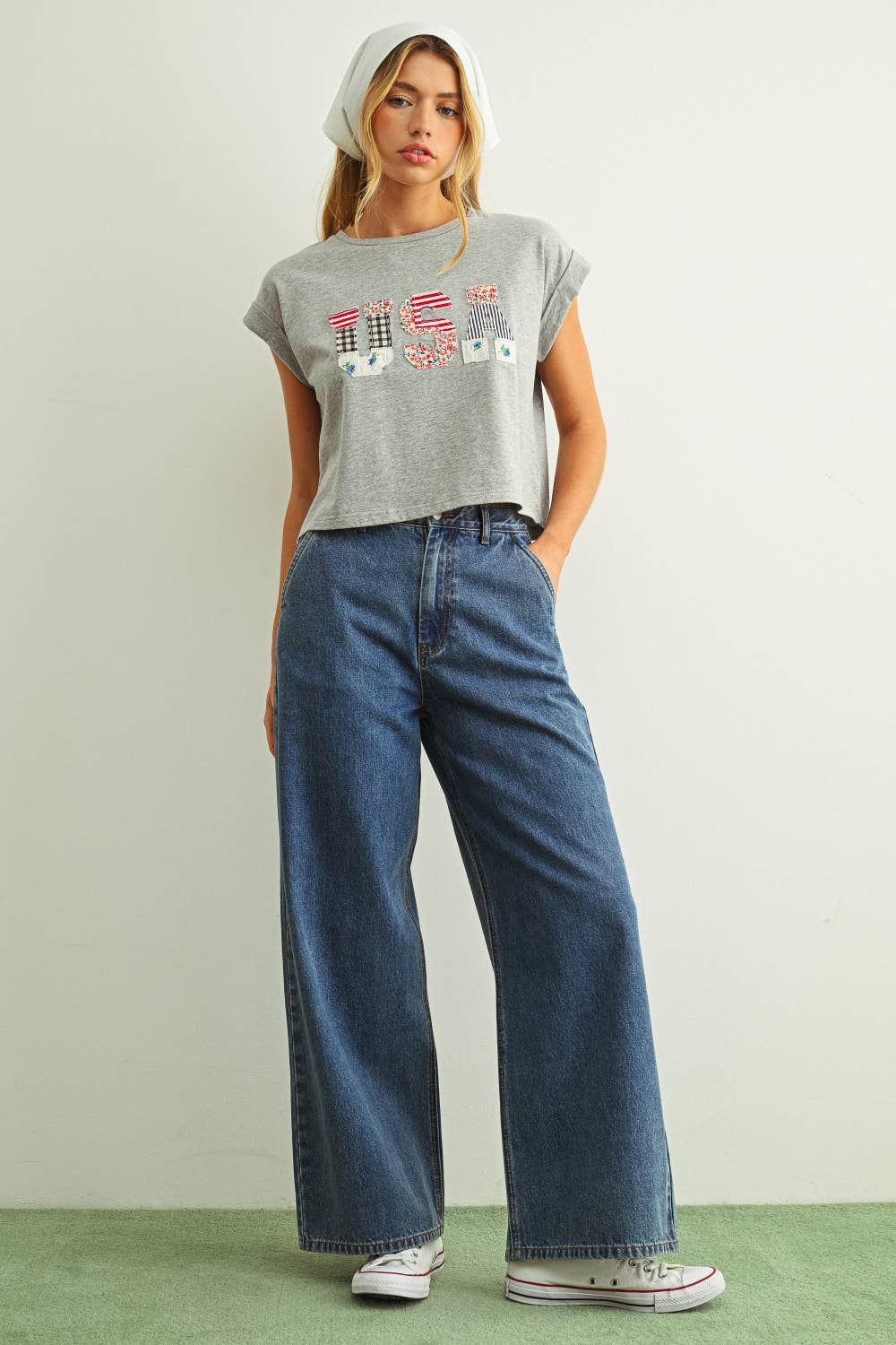 USA Floral Patchwork Tee