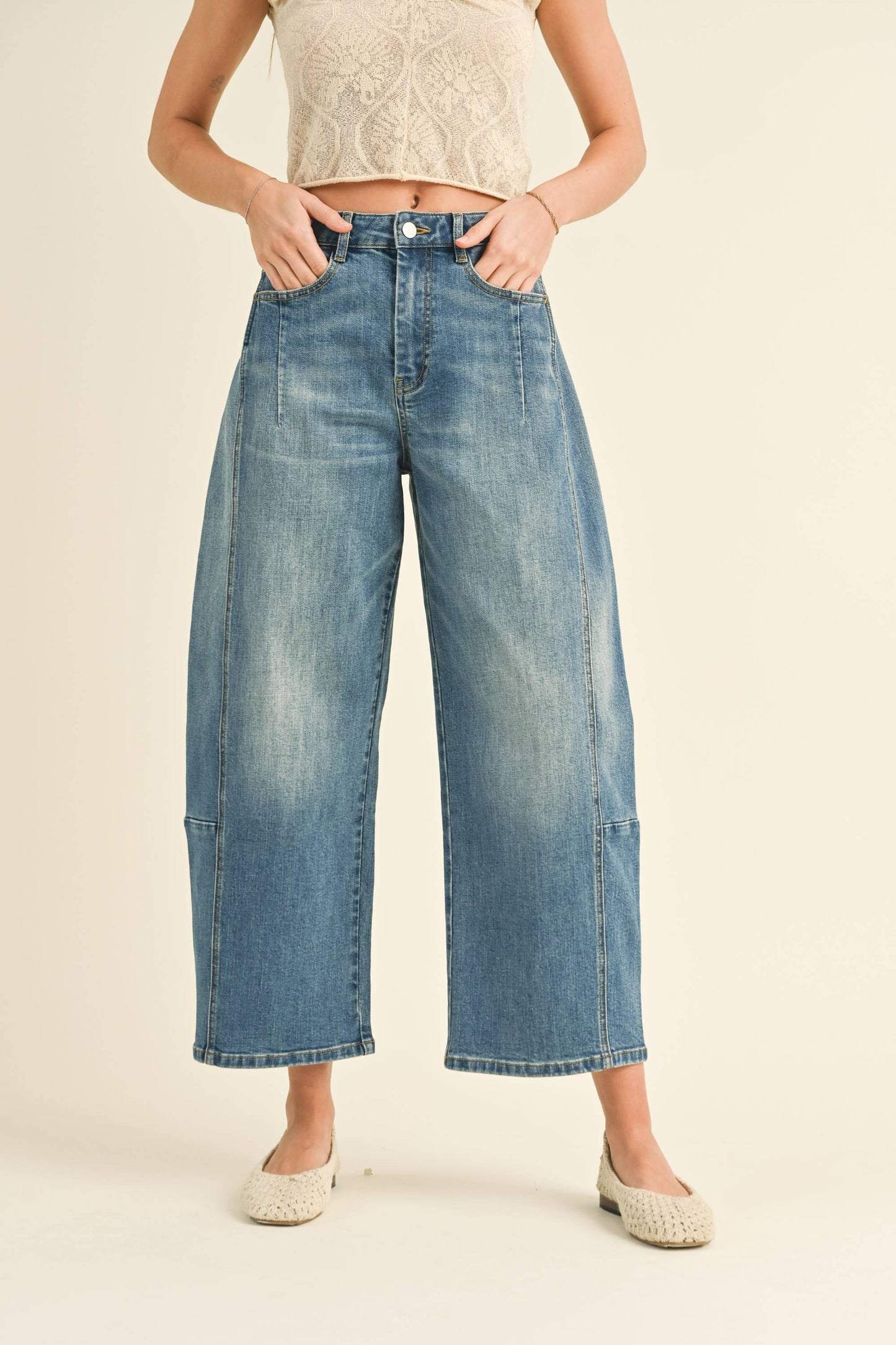 Barrel Washed Denim Jeans