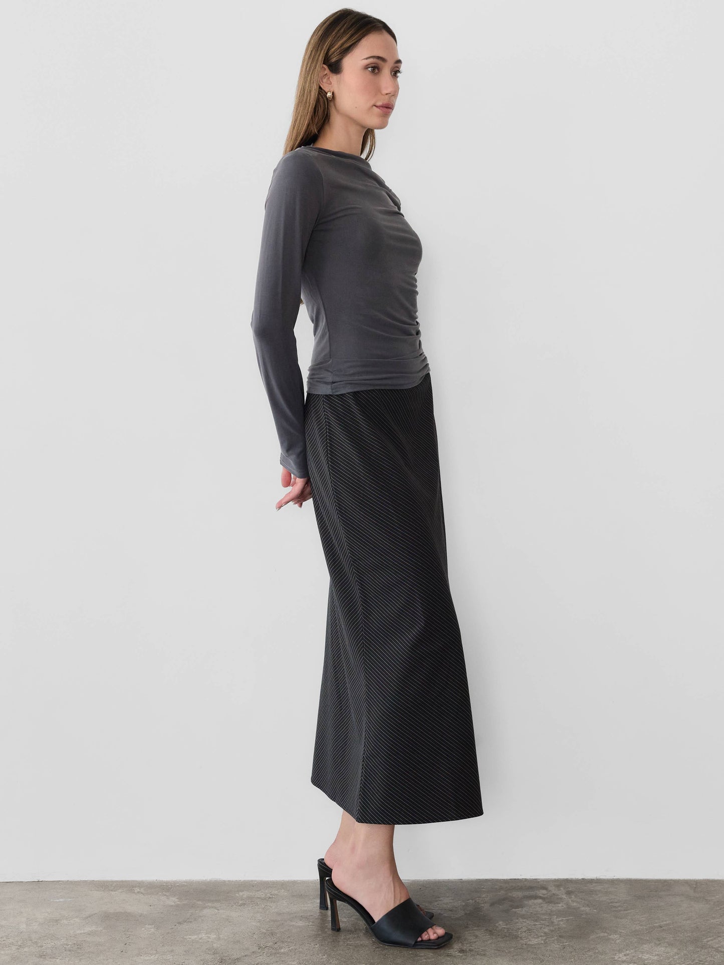 Ginny Black Pinstripe Skirt