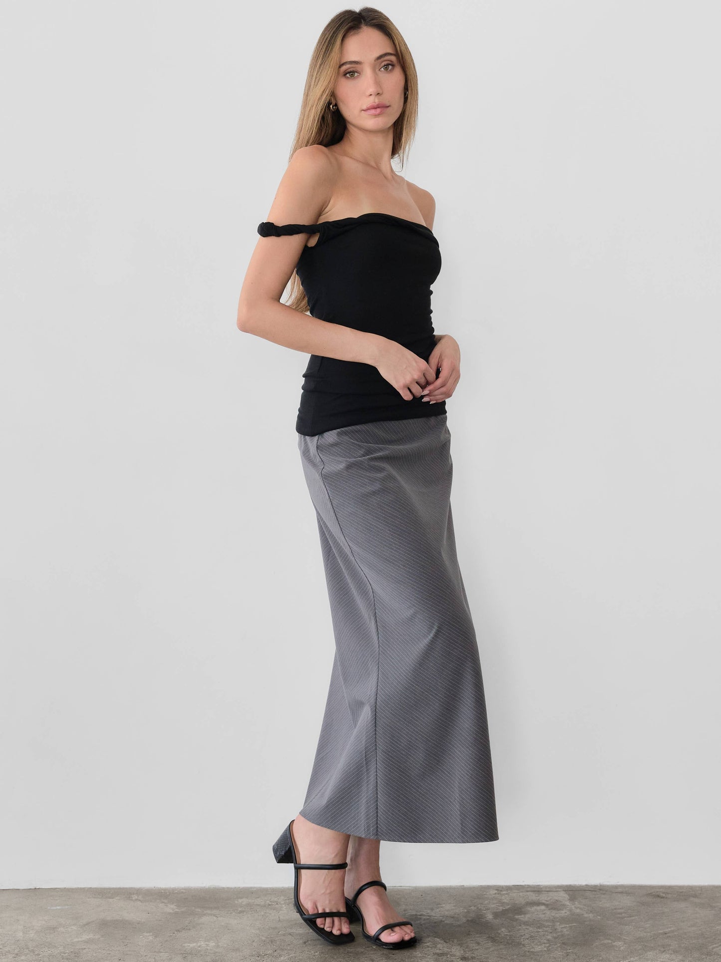 Ginny Black Pinstripe Skirt