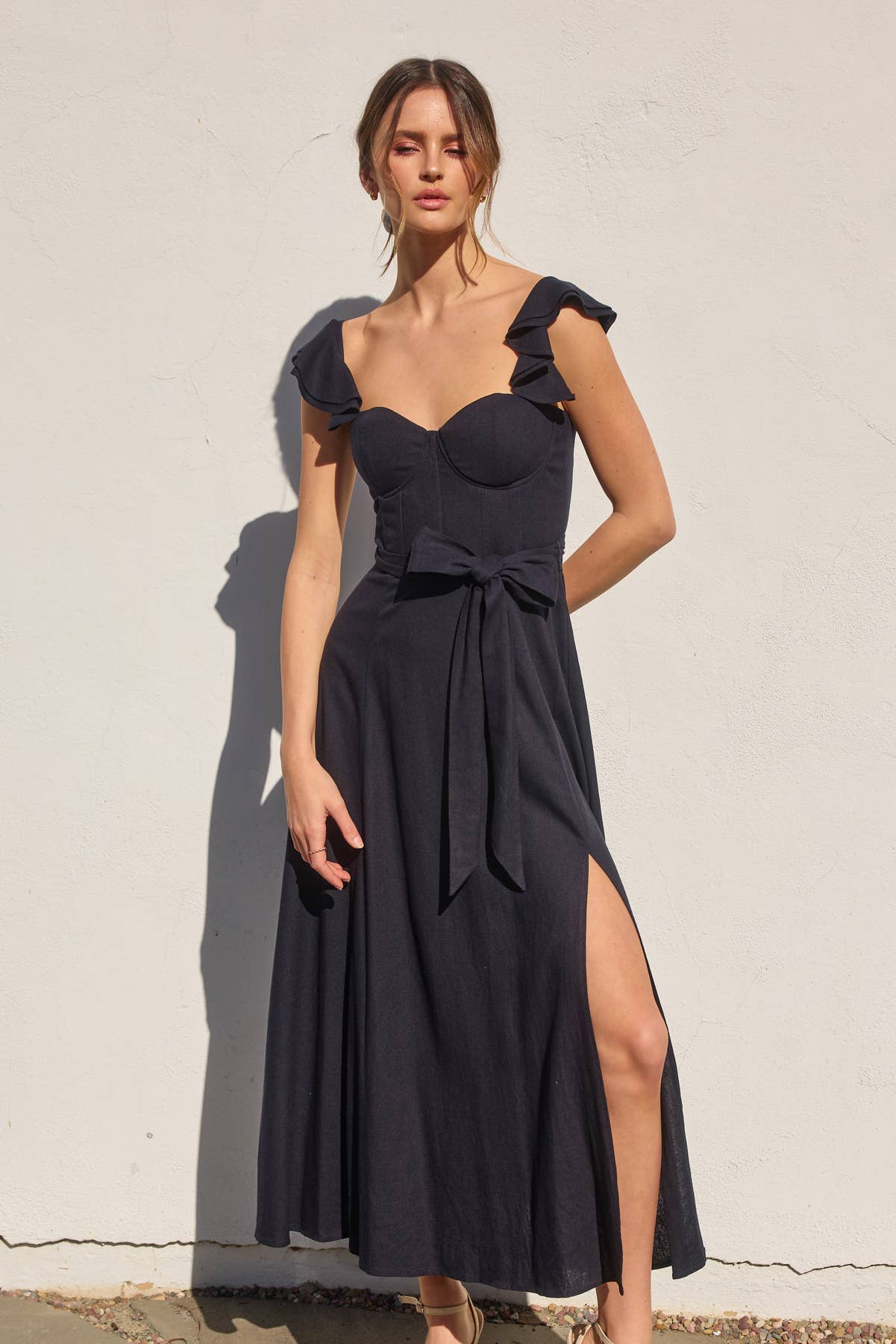 Heaven Sent Flutter Dress - Navy
