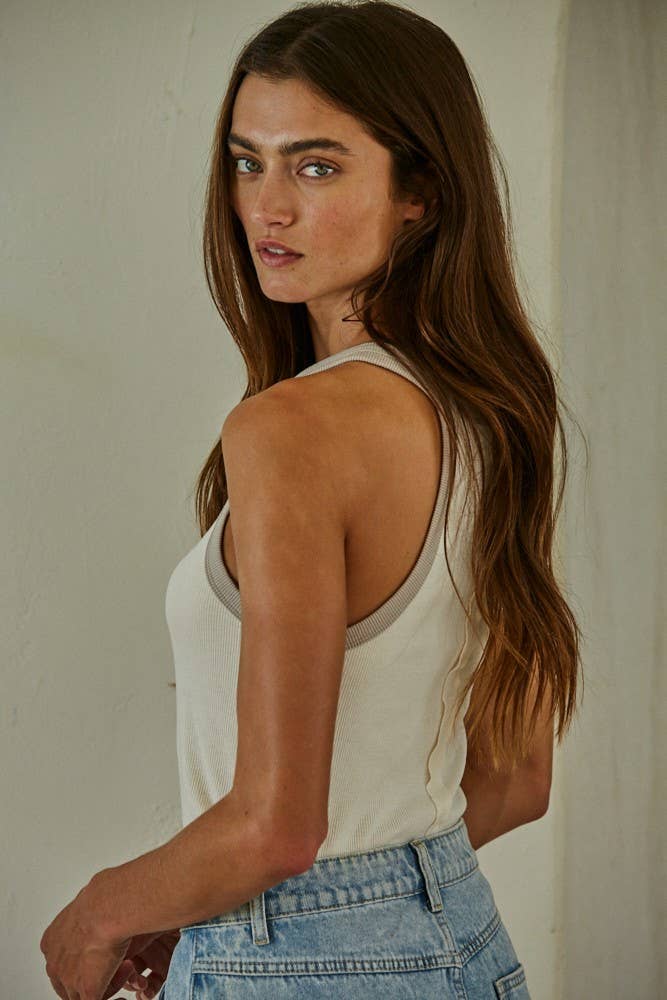Cream/Mocha Tank Top