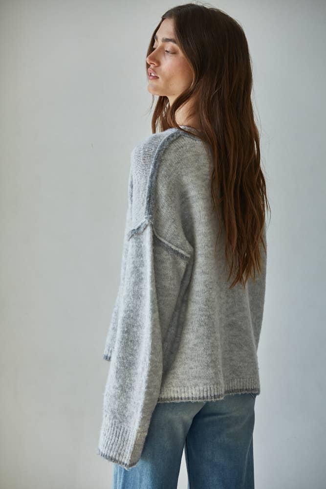Rolled Edge Pullover Sweater
