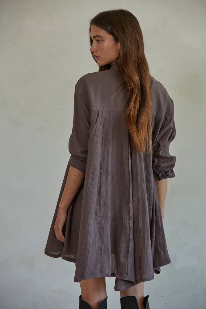 Button Down Tunic - Chocolate