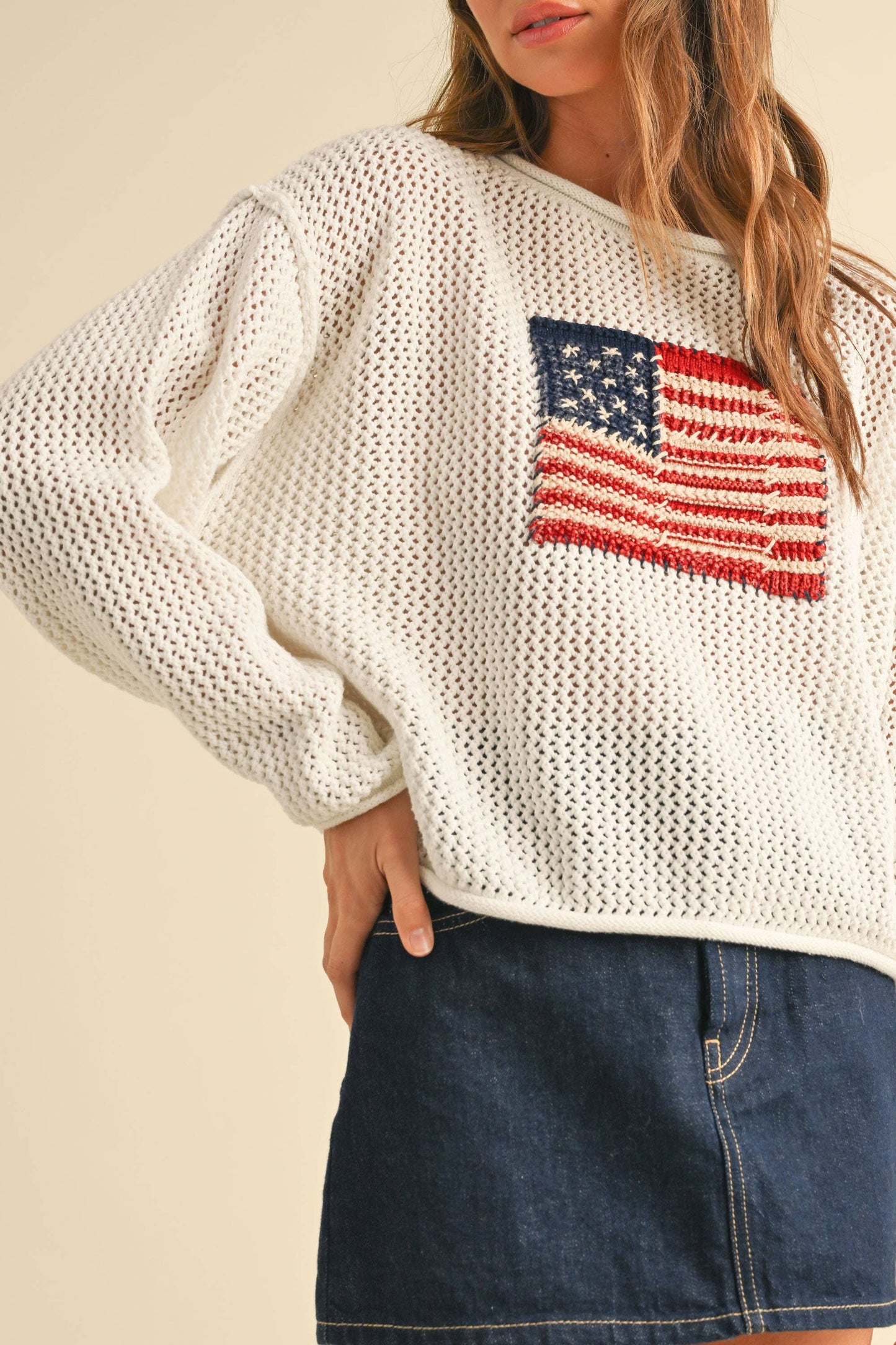 American Flag Knit Top