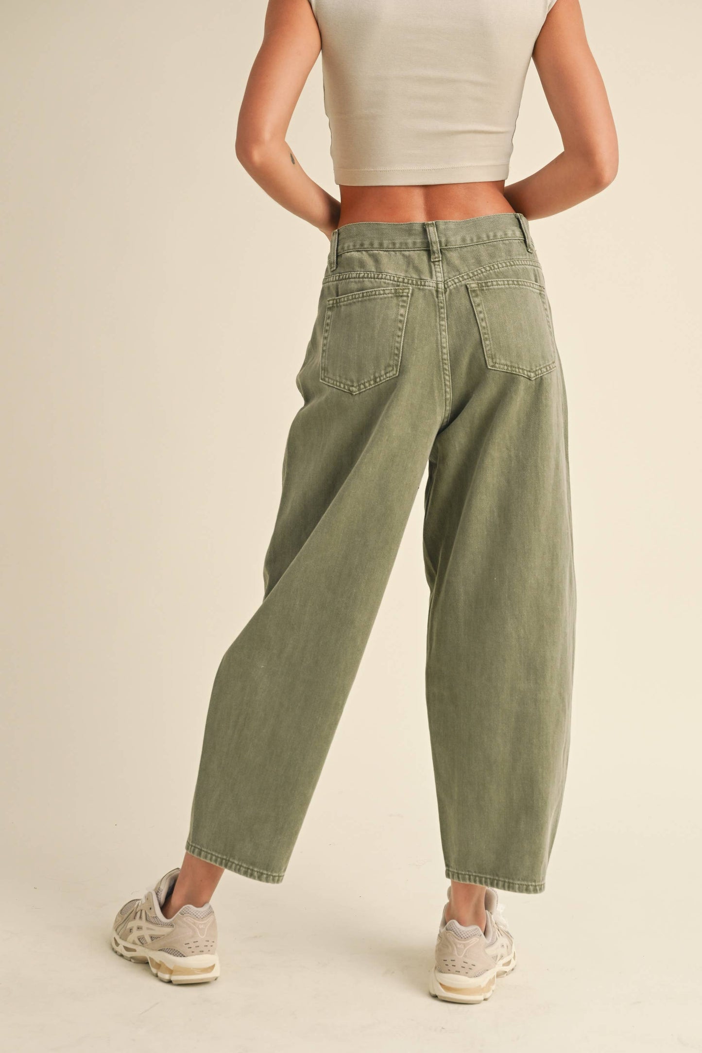 Olive Washed Barrel Pants