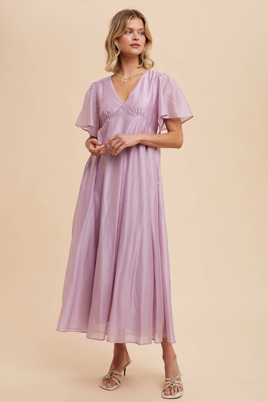 Flutter Sleeve Maxi Dress - Lilac