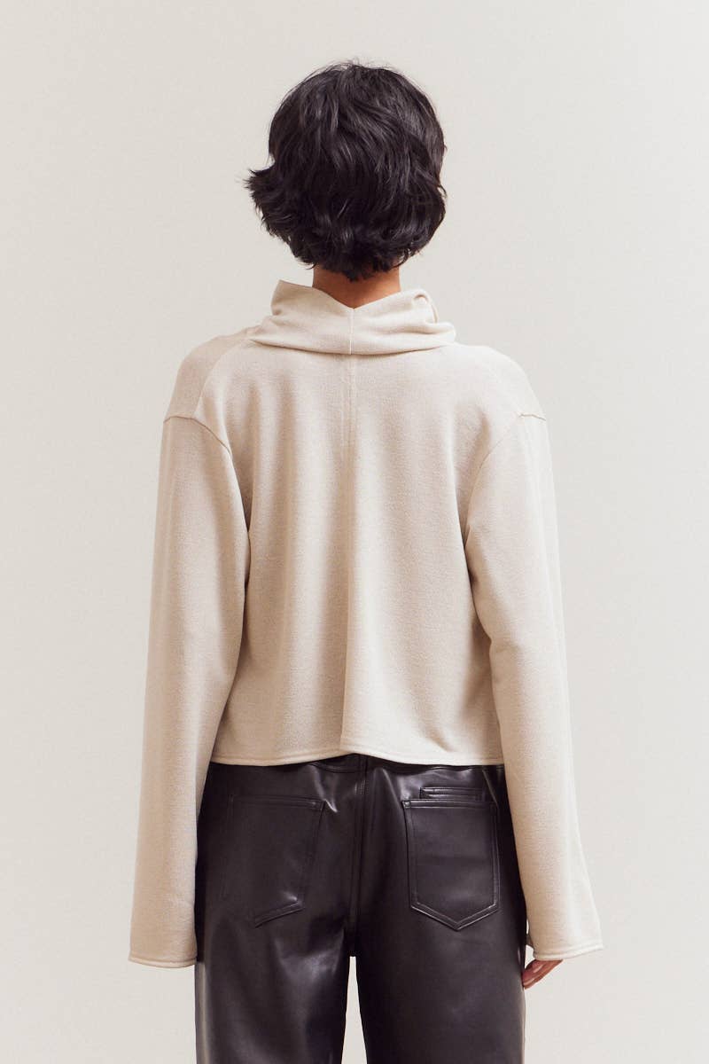 Cowl Neck Loose Top - Ecru